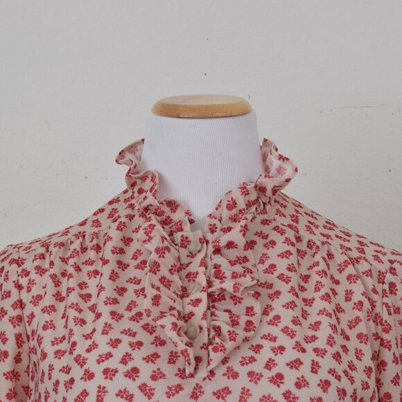Vintage 70s Ditsy Floral Polyester Pullover Union Made Blouse by Alamode of Cali - Picture 8 of 11